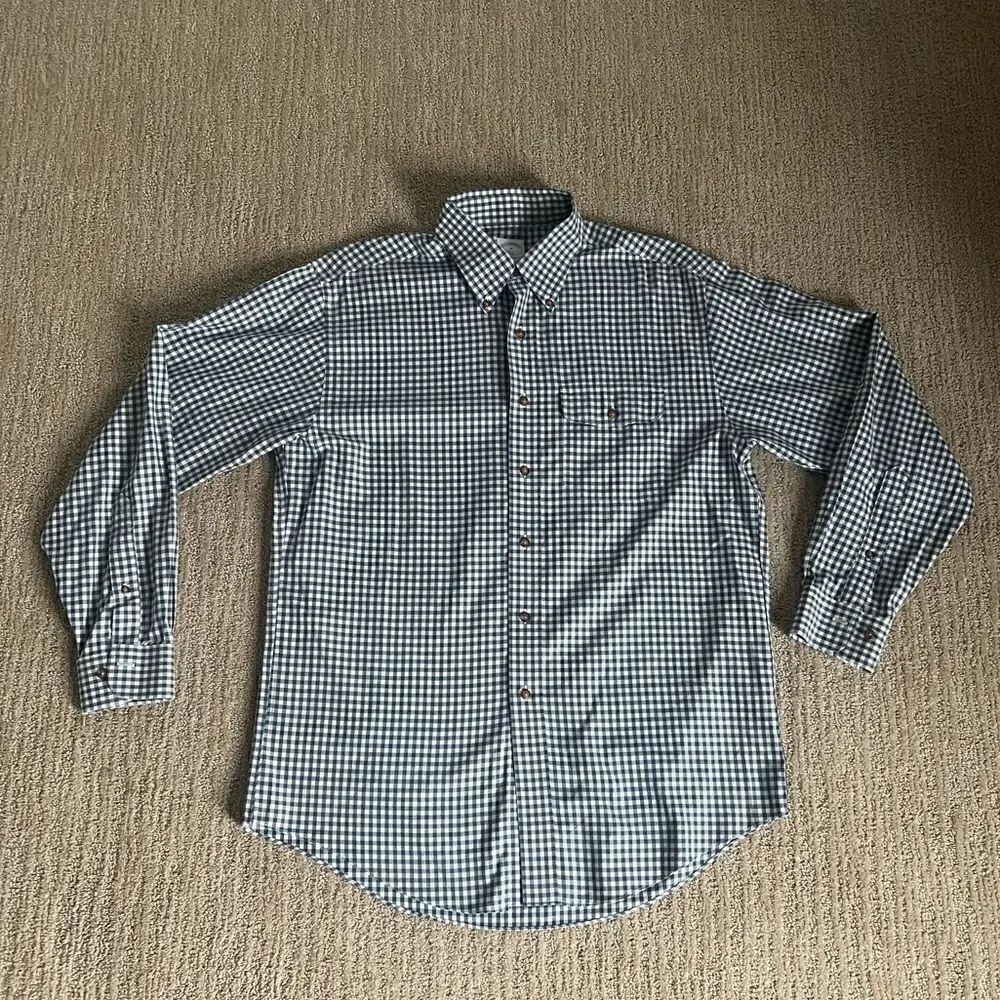 Brooks Brothers Mens Blue and White Checkered Button Down Shirt